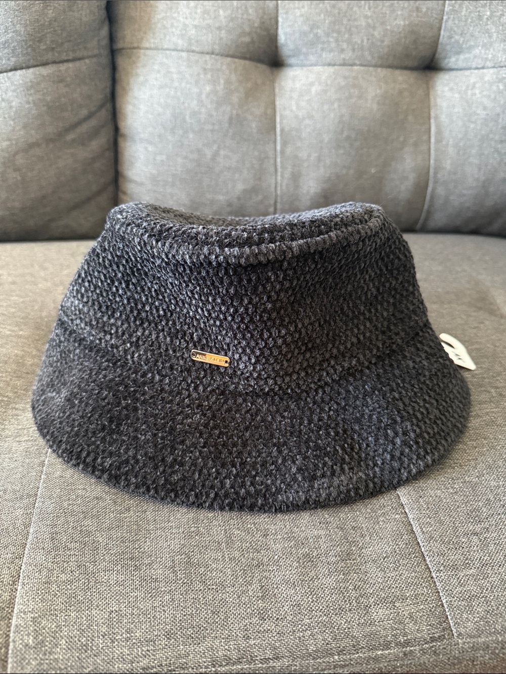 Black Knit Bucket Hat - ann klein